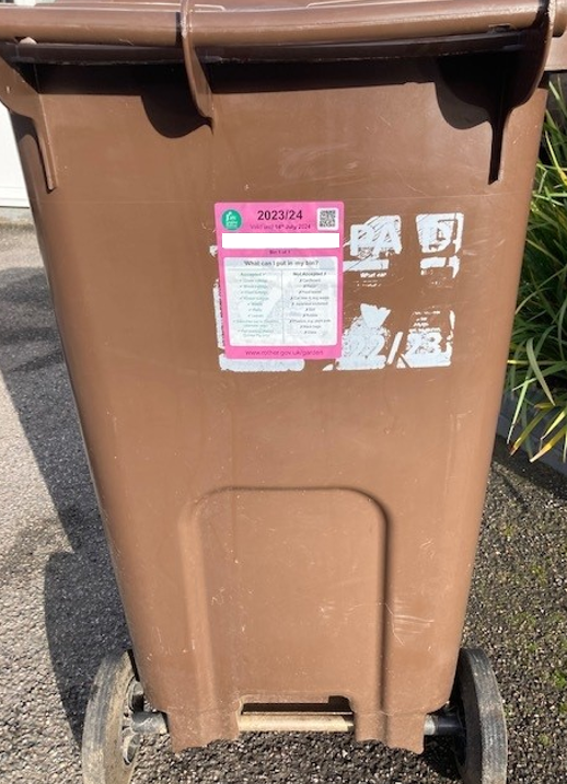 Photo of the Permit Sticker located on the bin & clearly visible to collection operatives on their approach.