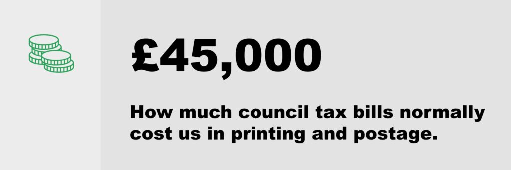 £45,000 - How much council tax bills normally cost us in printing and postage