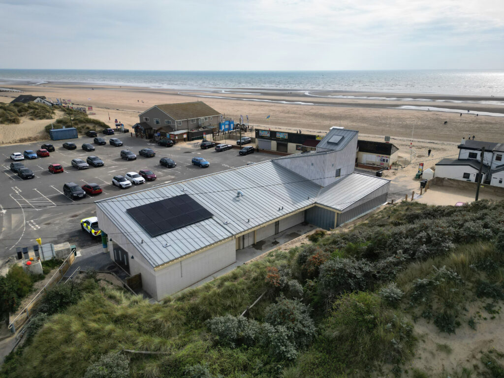 Drone photo of Camber Sands Welcome Centre