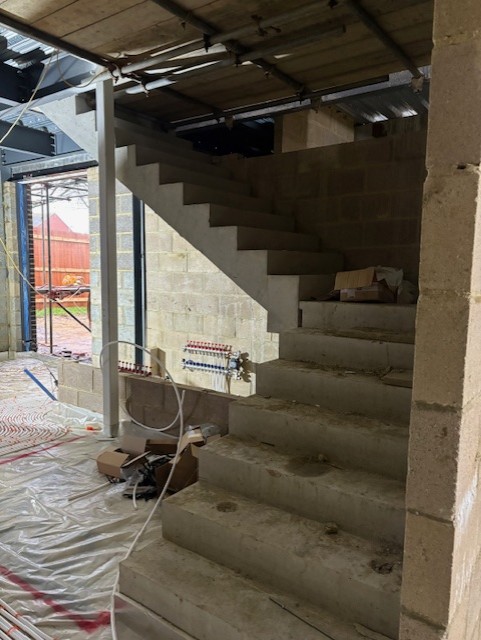 Stairwell under construction inside Heart of Sidley building