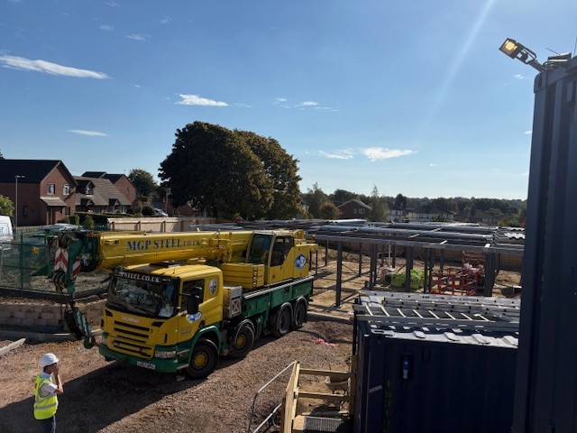 Overlook of Heart of Sidley site with heavy vehicles
