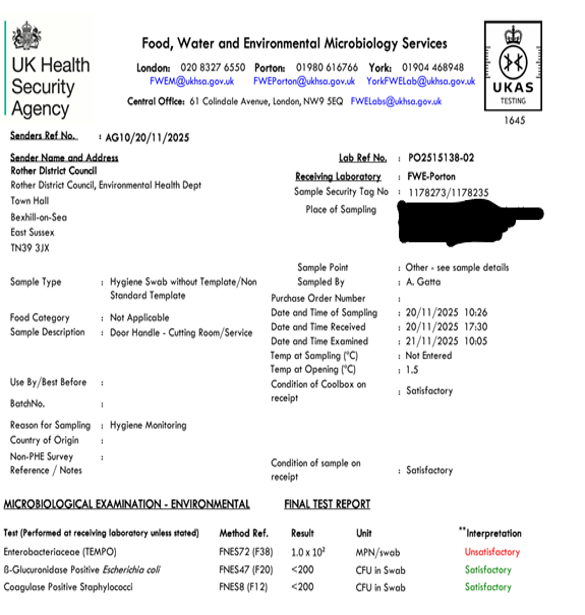 Food Water and Microbiology services report