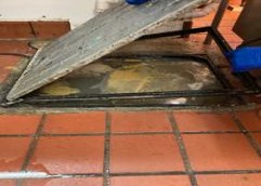 Kitchen floor and high level of sewage