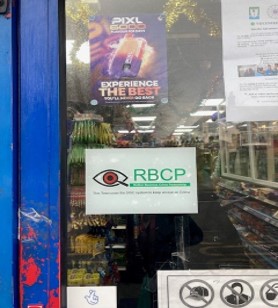 Retailer with RBCP sticker