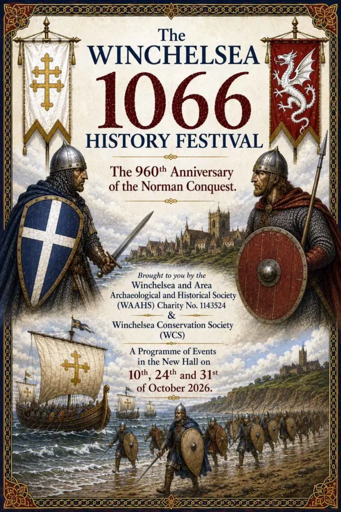 Poster for the Winchelsea 1066 History Festival taking place on dates throughout October